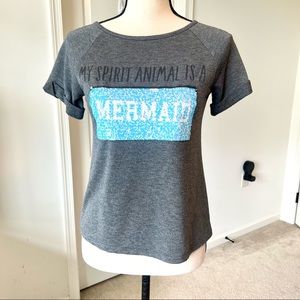 TEN SIXTY SHERMAN Girls Mermaid Spirit Animal Reversible Sequin Top—SZ. Large